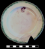 Pearlware plate with green neo-classical molded rim. Rim diameter 5.50”. Lot: 186-11. 18BC66.